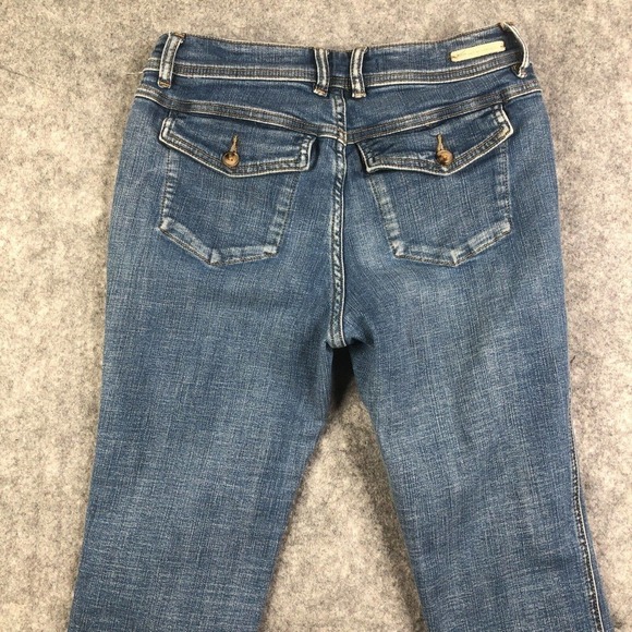 Pilcro and the Letterpress 25 Petite l Straight Denim Jeans Raw Hem Classic Wash - Picture 11 of 12